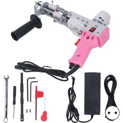 Pinkfarbene Tuftingpistole, elektrischer Schlingenschneider für Teppiche, Tuftingpistolen-Set 100–240 V, EU-Stecker (1/5)