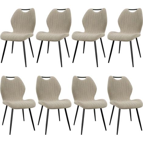 WAFTING Lot de 8 Chaises de Salle à Manger, Chaise de Cuisine, Dossier en Tissu et Pieds en Métal, Kaki (1/5)