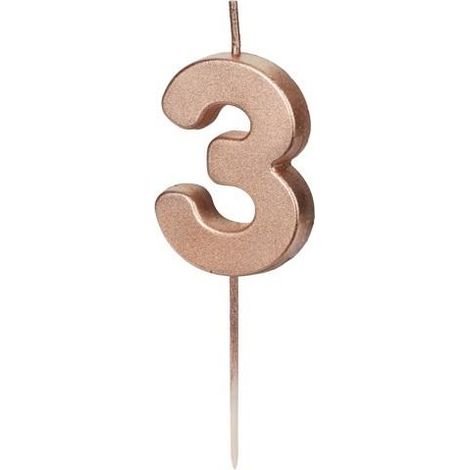 Candelina di compleanno n. 3, oro rosa, 4,5 cm