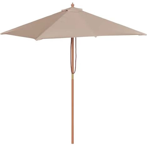 Parasol d'extérieur avec mât en bois 150 x 200 cm taupe - Parasol de jardin protection UV terrasse extérieur ombrage (1/5)