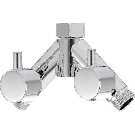 Robinet d'arrêt de douche en laiton, raccord en Y à 2 voies 1/2 pouce pour flexible et pommeau de douche, chromé