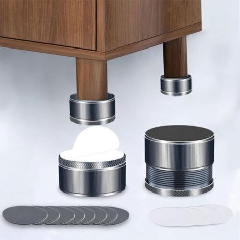Set di 4 rialzi regolabili per letto e mobili, gambe per mobili in metallo regolabili, altezza regolabile (1/5)