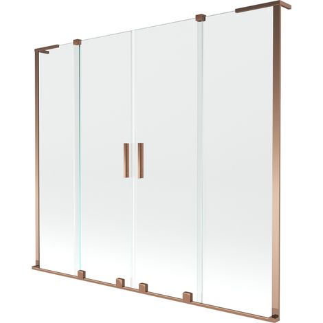 Mexen Velar L Duo Double paroi de baignoire coulissante à 2 panneaux 170 x 150 cm, transparent, or rose - 896-170-003-02-60 (1/2)