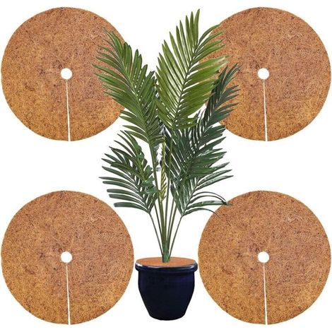 Disques ronds en noix de coco de 45 cm, lot de 4, pour la protection des plantes, la rétention de chaleur, la protection contre le gel et le désherbage. Matériau naturel et biodégradable.