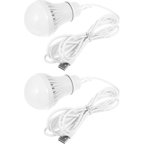 2 Pièces Lampe de Camping Portable Blanche 5w Charge Usb, Caoutchouc et Abs, Lumière Solide Crochet, pour Barbecue et Lecture en Extérieur (1/5)
