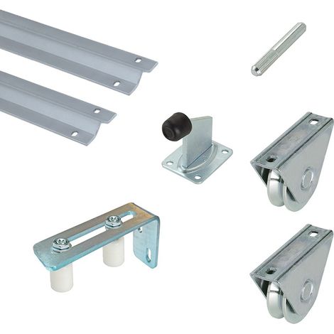 Grand kit rail portail coulissant V 6m complet autonettoyant avec butée (1/5)