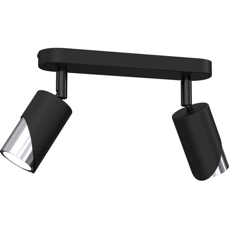 Rampe plafond 2 spots orientables noir/chrome GU10 15W