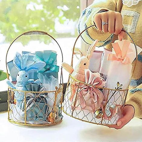 Panier à fleurs portable en fil de fer avec poignée, panier ivoire pour demoiselle d'honneur, panier géométrique en métal pour demoiselle d'honneur, organisateur de panier compatible avec les mariages (1/5)