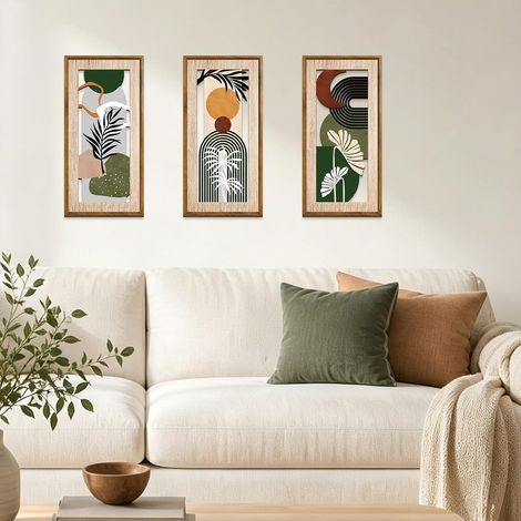 3Pcs Décorations Murales en Bois Bohème Minimaliste Decor Mural (1/5)