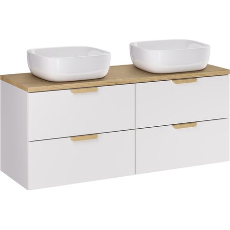 Doppelwaschtisch 120.6cm Oria mit 4 Schubladen, Weiß