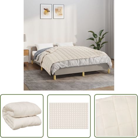 The Living Store Gewichtsdecke Hellcreme 120x180 cm 5 kg Stoff - Gewichtsdecke - Schlafhilfe - Bettdecke - Daunendecke Alternative - Schwere Decke (1/5)