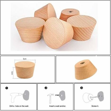 Crochet en bois mural créatif nordique 4pcs hêtre (1/4)