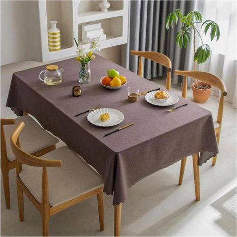 Fleckabweisende Tischdecke rechteckig 220x140 cm dunkelbraun, wasserdicht & abwaschbar