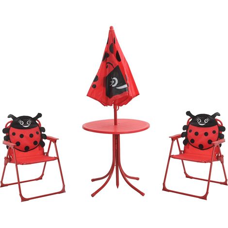 vidaXL Bistro-Set mit Sonnenschirm für Kinder 3 pcs Rot