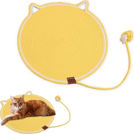 Kratzmatte für Katzen – Kratzbaum aus natürlichem Baumwollseil (50 cm) – Wendbar (Wand und Boden) – Strapazierfähiger Möbelschutz (geeignet für Sofas und Teppiche) – Umweltfreundlicher Kratzbaum (gelb (1/5)