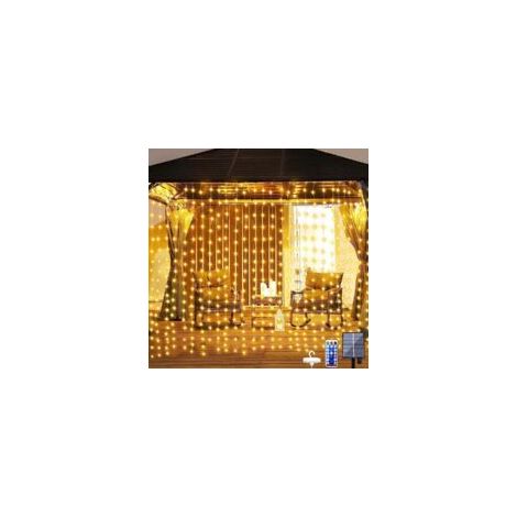Luci a tenda solari 3m x 3m, 300 LED per esterni con telecomando, 8 modalità e timer, impermeabili, ideali per Ramadan, camera da letto, matrimoni, Natale e decorazioni per esterni - Crezuo