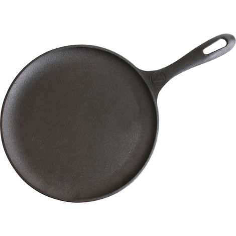 Victoria 32999 Plancha Cocina Inducción Comal Hierro Fundido Curado para Pizza, Tortillas 26,6cm Fuego, Barbacoa  Negro