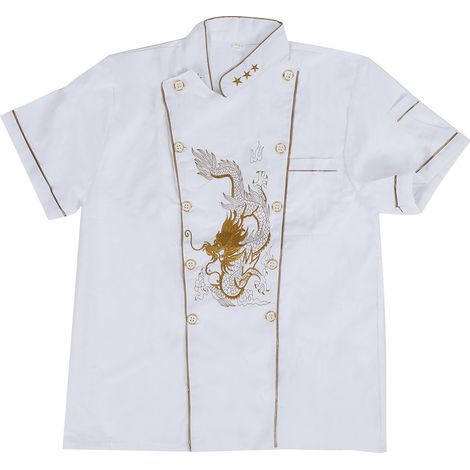 Blouse De Cuisinier - Manches Courtes - Col Relevé - Coupe Décontractée - Pour Homme - Taille XXL