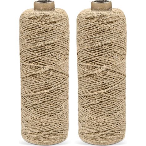 2 Pièces Ficelle, 1mm Corde Jute Naturelle, 400m Fil Robuste Pour Jardinage, Macramé, Emballage Cadeau