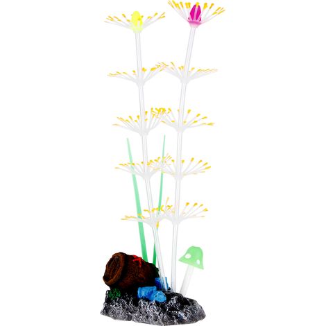 Corail Plume En Silicone Pour Aquarium - Effet Fluorescent Orange - Décoration Paysagère Sous-Marine - 1 Pièce (1/5)