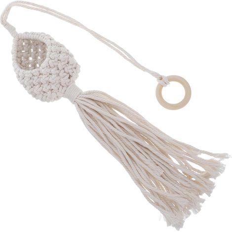 Jardinière suspendue en macramé Toddmomy pour plantes d'intérieur, coton beige (1/5)
