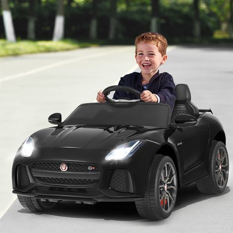 Voiture électrique enfant noire avec télécommande, musique, histoires, phares et klaxon pour jardin, parc et cour (1/5)