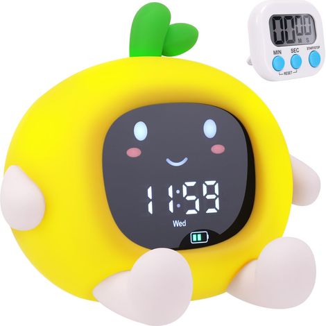 Sveglia educativa giorno/notte per bambini, sveglia didattica illuminata a 8 colori con luce notturna per bambini dai 3 ai 10 anni, per ragazzi e ragazze + timer, sveglia per l'allenamento del sonno, 