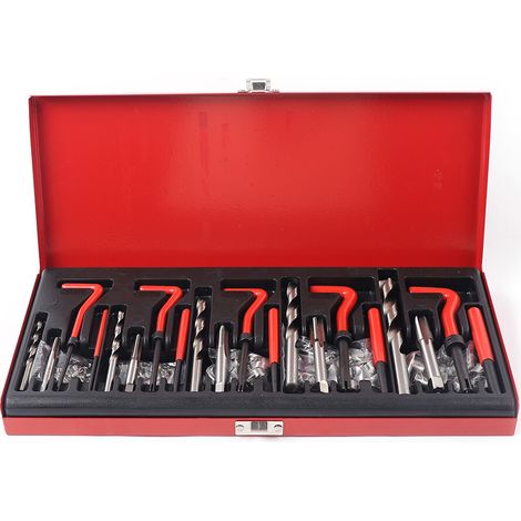131-tlg Gewindereparaturwerkzeuge Gewindereparatursatz Einsätze Hülse Gewinde Reparatur Satz Bohrer Sleeves M5-M12 (1/5)