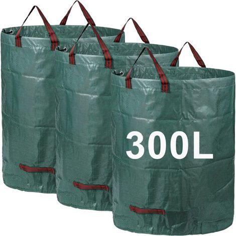 Sacs de Jardin 3x300L, Sacs à Déchets de Jardin Résistants, étanche Heavy Duty Grande Sacs avec Poignées, Pliable et Réutilisable (1/5)