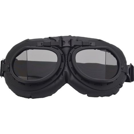 Occhiali da aviatore retrò grigi per casco da moto – Occhiali da aviatore in stile retrò dell'epoca della Seconda Guerra Mondiale con protezione UV, adatti per moto e scooter, neri. (1/5)
