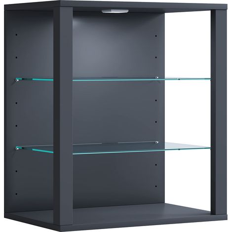 Ebuy24 – Vitrine en bois et verre Glasol SW 60x52x35 cm – Étagères en verre réglables – Éclairage LED disponible – Caisse d'affichage ouverte