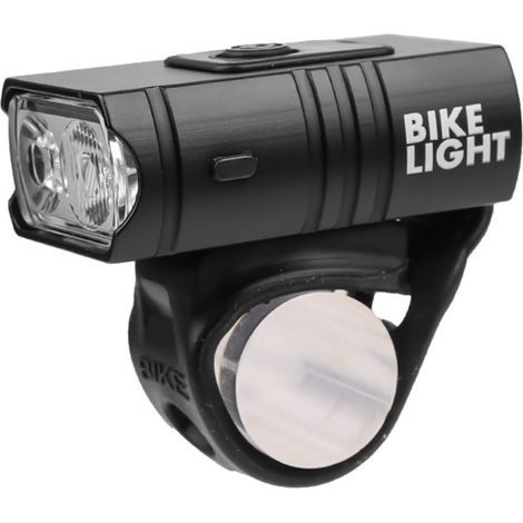 Wiederaufladbares Fahrradlichtset über USB mit Batterieanzeige, 6 Beleuchtungsmodi, wasserdicht, für vorne und hinten, schwarz. (1/5)