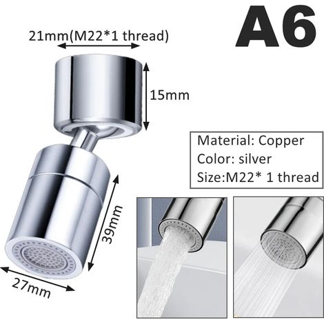 Robinet de cuisine universel en cuivre avec filtre anti-éclaboussures rotatif à 720°, douchette flexible et adaptateur d'extension pour robinet de salle de bain, buse en mousse