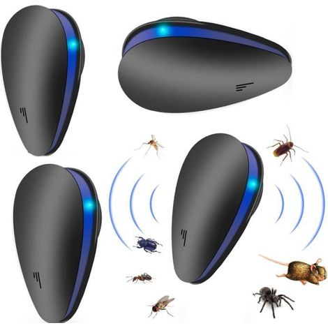 Quatre répulsifs à ultrasons pour rongeurs, dispositifs de lutte contre les rongeurs, remplaçant efficacement les pièges à rongeurs ou les rodenticides. (1/4)