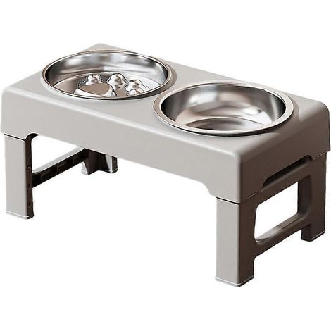 Gamelle surélevée pour chien, réglable en hauteur (3 niveaux), antidérapante, pour intérieur et extérieur, grise. (1/5)