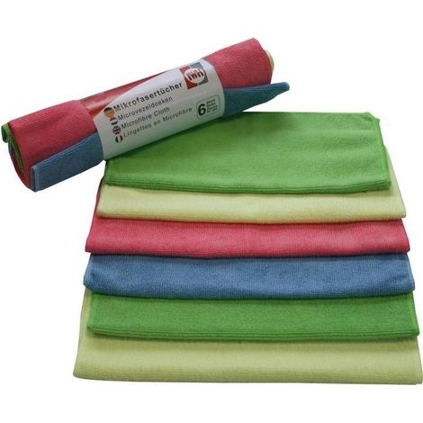 Chiffons microfibre 6 pcs - Lingettes en microfibre multi-couleurs (1/3)