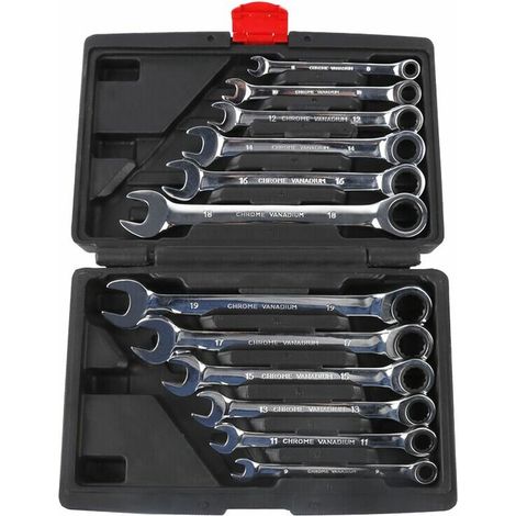 Set of 12 Spanner Combination Combination Ratchet Spanner Fixed Head (1/4)