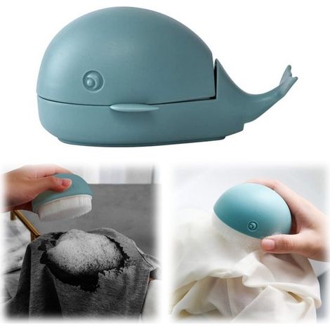 Brosse à vêtements en forme de baleine 12,5 x 6,5 cm - brosse de lavage, bleue (1/5)
