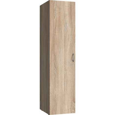 Armoire de rangement en bois mélamine coloris imitation chêne - longueur 30 x hauteur 185 x profondeur 54 cm