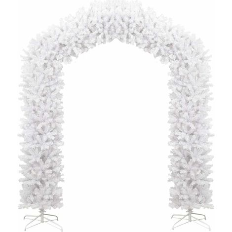Arche de Sapin de Noël pour Mariage et Festival 2400 Pointes PVC Acier Blanc 215 x 270 cm (1/5)