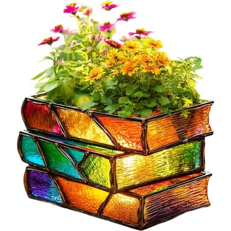 Jardinière de livres, jardinière de livres Vase à fleurs en forme de livre Planteur Pour les bureaux de bureau succulents, les de la , bibliophile pour la maison et le jardin (1/5)