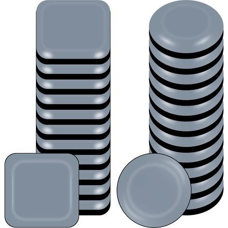 24 Pieces Self-Adhesive Teflon Furniture Glides 20mm Furniture Glides Floor Protectors 12 Square and 12 Round Teflon Chair Glides (1/5)
