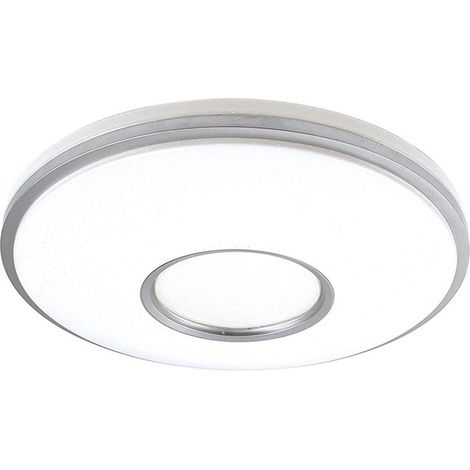 Plafonnier Perote 36W, blanc/argent, 3528 lm, 39 x 39 x 7,5 cm, commande réglable