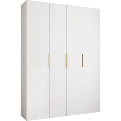 Armario Hartford 574, Blanco, 246x180x52cm, Puertas de armario: Con bisagras, Número de estantes: 16 (1/5)
