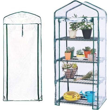 Couverture de serre Balcon Jardin Support de fleurs Maison chaude Couverture d'isolation Serre transparente Plastique Serre Housse de pluie-4 Couches Couverture (sans étagères), 6949158CM, 1pc