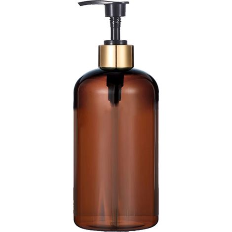 Flacon distributeur de savon à pompe doré (1 pièce, couleur ambre) - Flacon vide et rechargeable pour shampoing, après-shampoing, gel douche et savon pour les mains et la vaisselle (1/5)