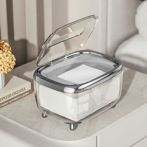 Boîte de Rangement Transparente pour Papier Type Z avec Plateau Spring, Couverture Magnetique, Matériau Renforcé, Organisateur de Boîtes de Tissu et Serviettes (1/5)