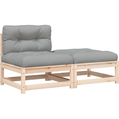 Maison Exclusive - Gartensofa ohne Armlehnen mit Kissen und Hocke