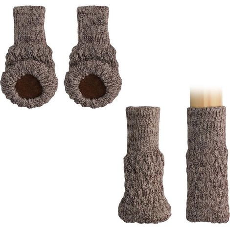 Beige 4X Furniture Leg Socks - Set of 4X Chair Table Stool Leg Protectors - Acrylic Floor Protectors Chair Socks (1/5)