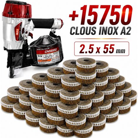 MAX CN565S2 PACK PRO CLOUEUR BARDAGE + 15750 CLOUS 2.5x55 inox A2